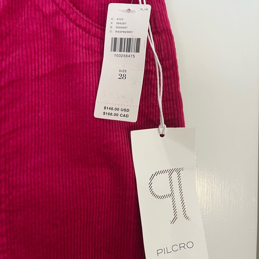 Pilcro Robbie Corduroy High-Rise Flare Jeans in Raspberry Size 28 NWT - Picture 3 of 9